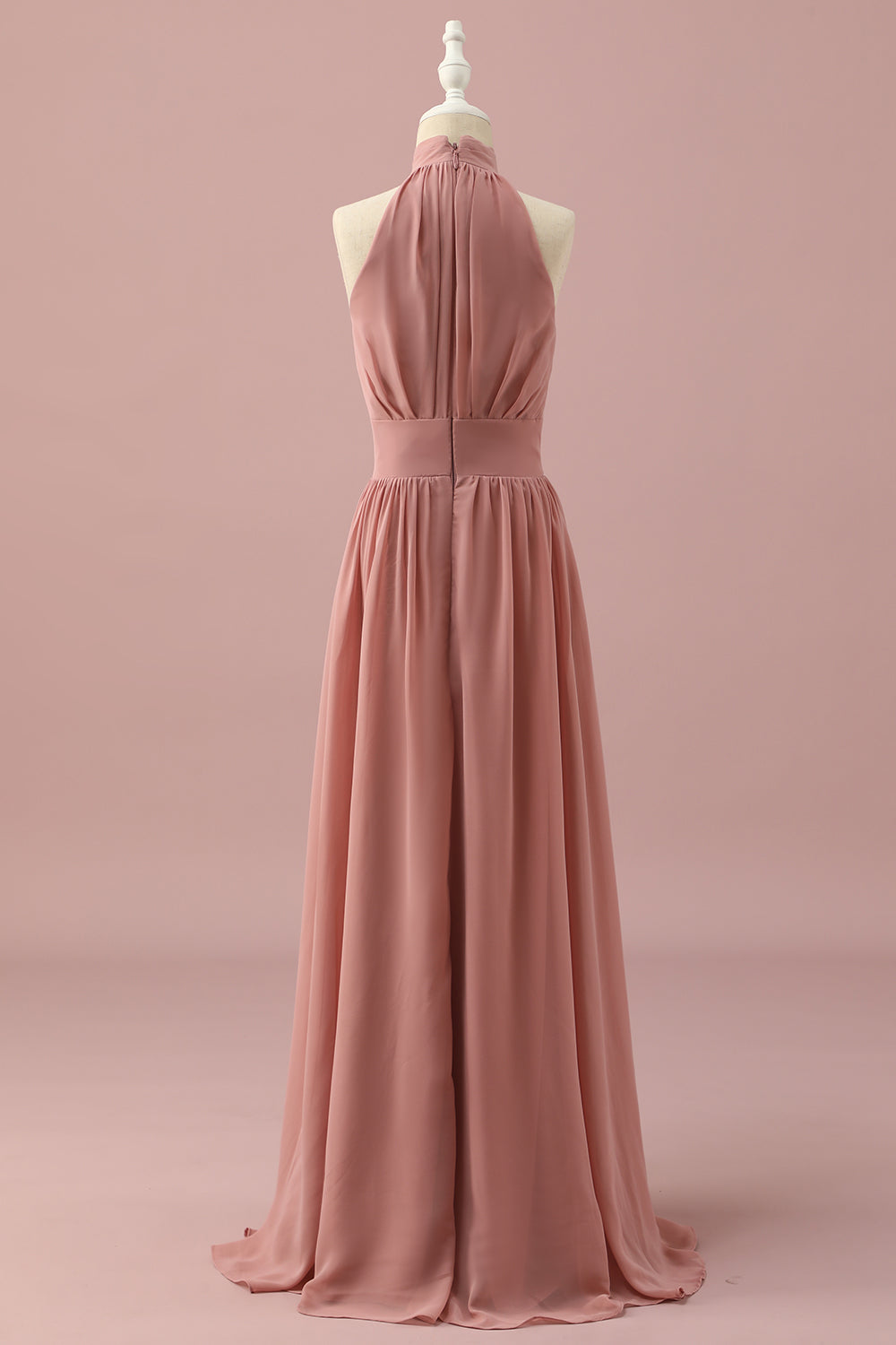 Robe de demoiselle d’honneur junior Halter Chiffon brun clair