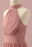 Robe de demoiselle d’honneur junior Halter Chiffon brun clair