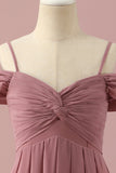 Brettes Spaghetti Blush Chiffon Robe de demoiselle d’honneur junior