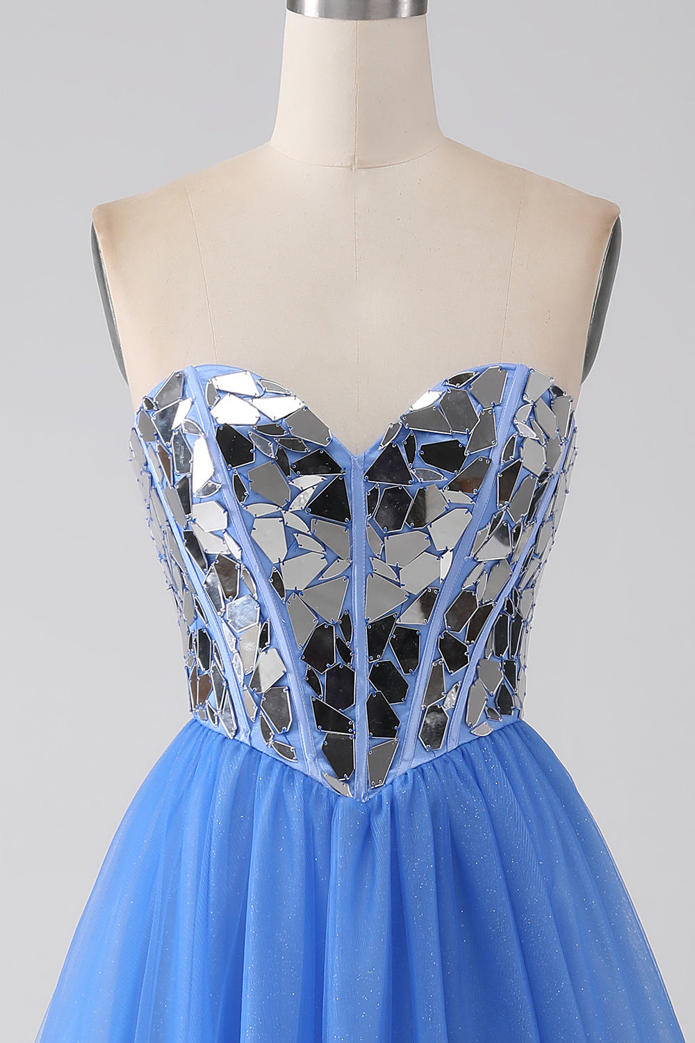Robe de bal A-Line Sweetheart Mirror bleu royal