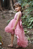 Blush High Low Flower Girl Robe avec fleurs