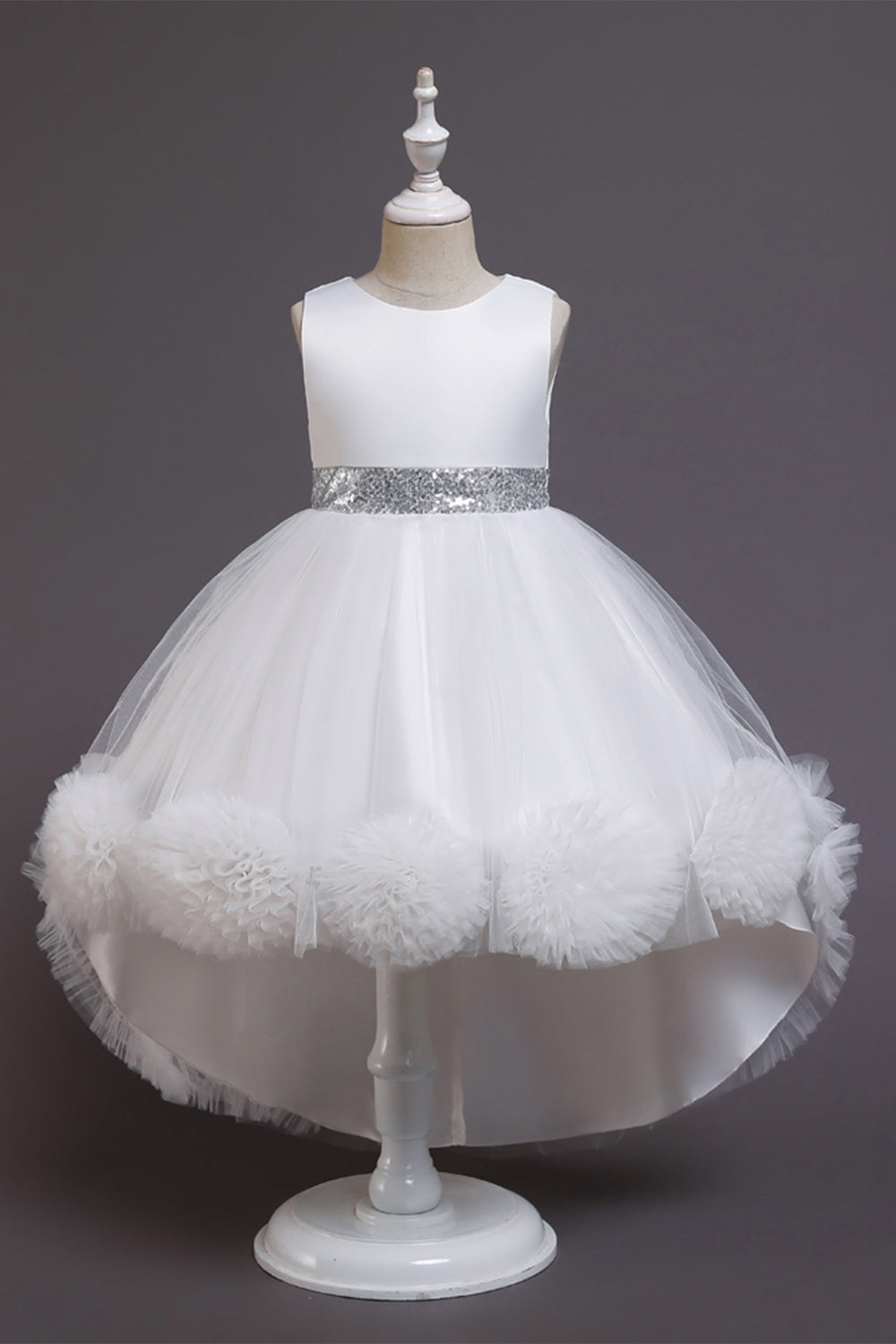 Blush High Low Flower Girl Robe avec fleurs