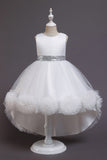 Blush High Low Flower Girl Robe avec fleurs