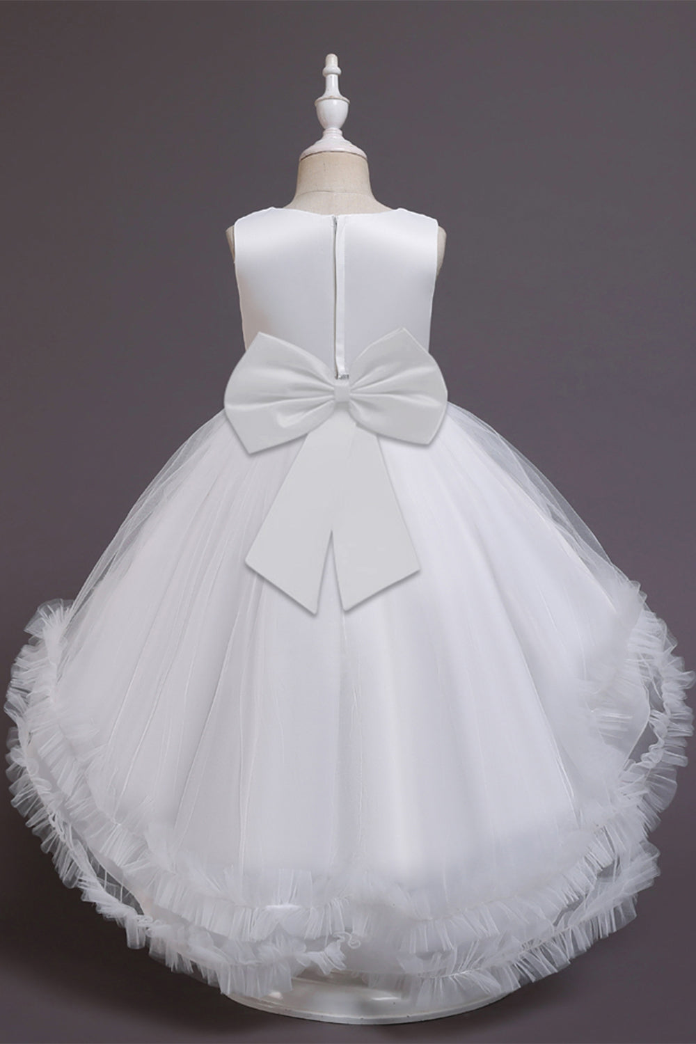 Blush High Low Flower Girl Robe avec fleurs
