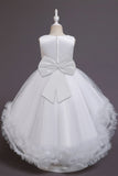 Blush High Low Flower Girl Robe avec fleurs
