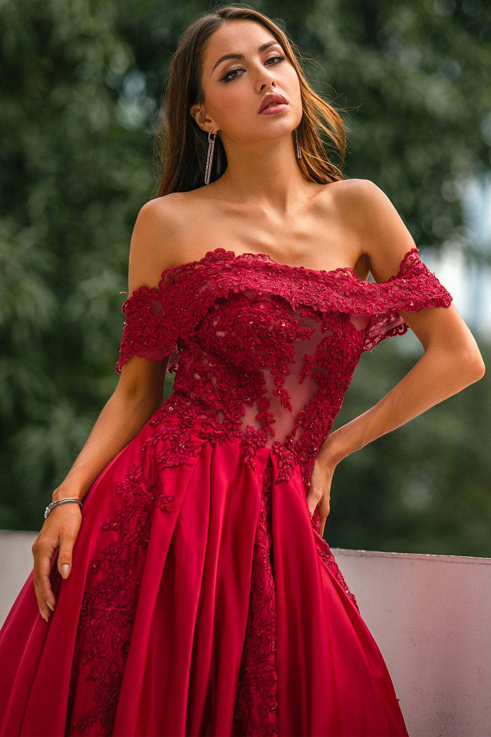 Robe de bal longue rouge