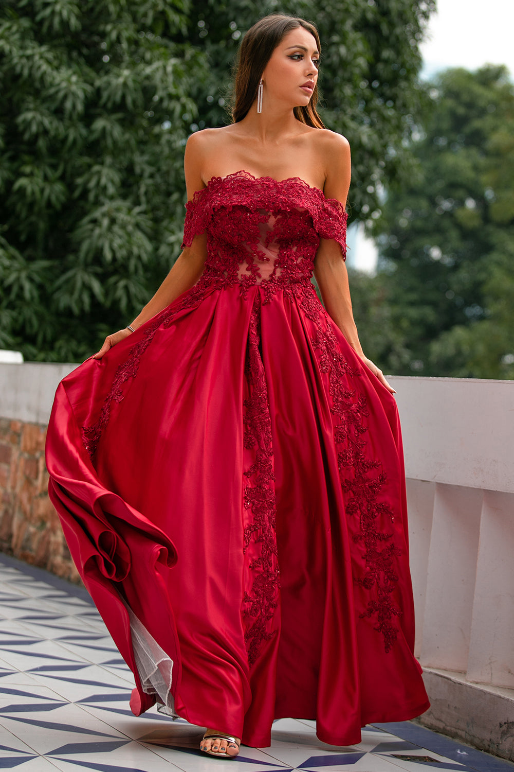 Robe de bal longue rouge