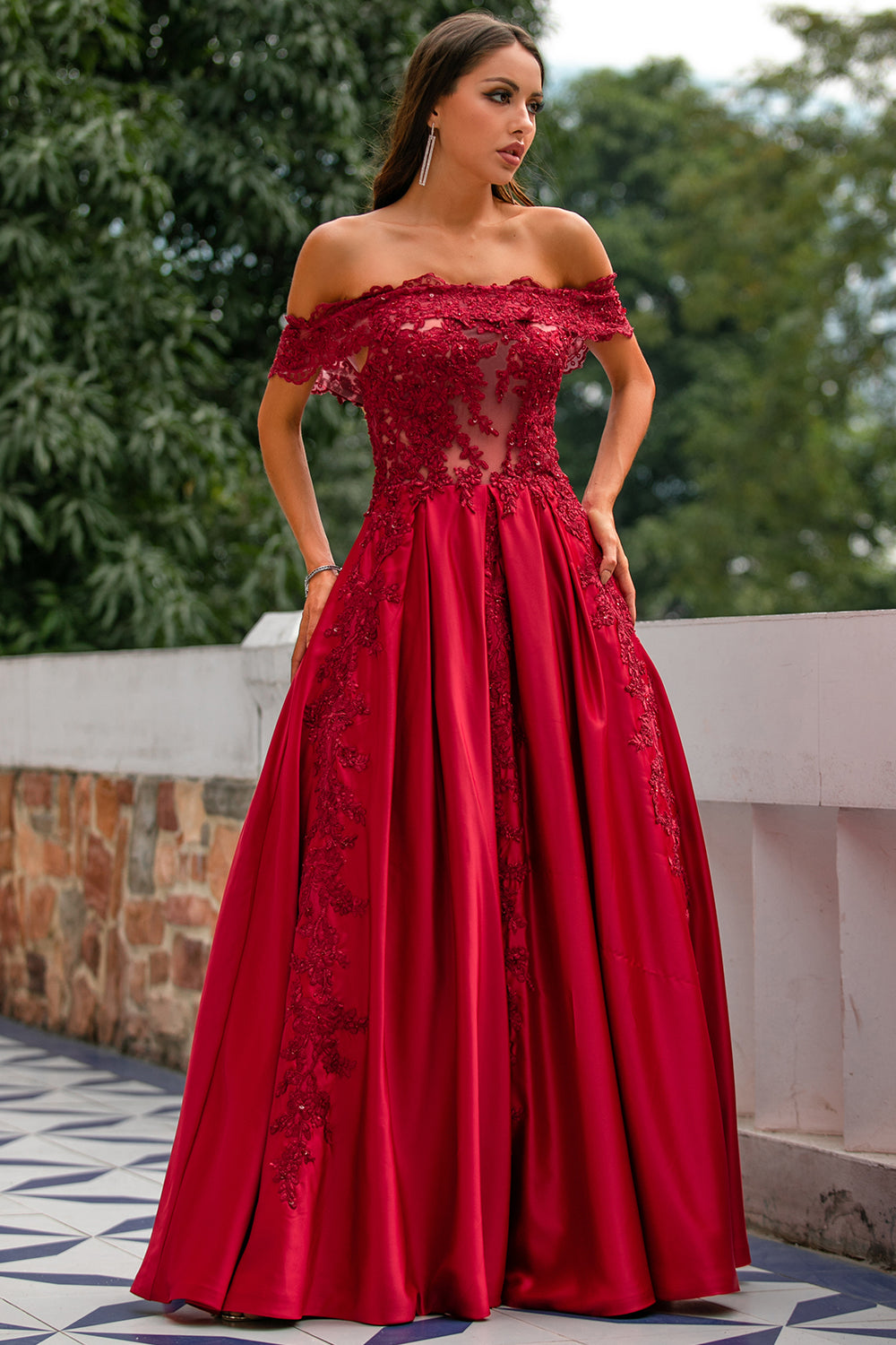 Robe de bal longue rouge