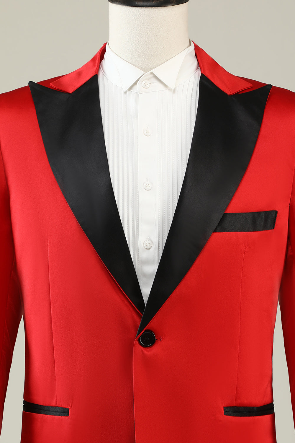 Blazer de bal rouge revers cranté pour homme