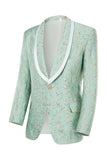 Mint Shawl Lapel One Button Jacquard Men’s Prom Suits