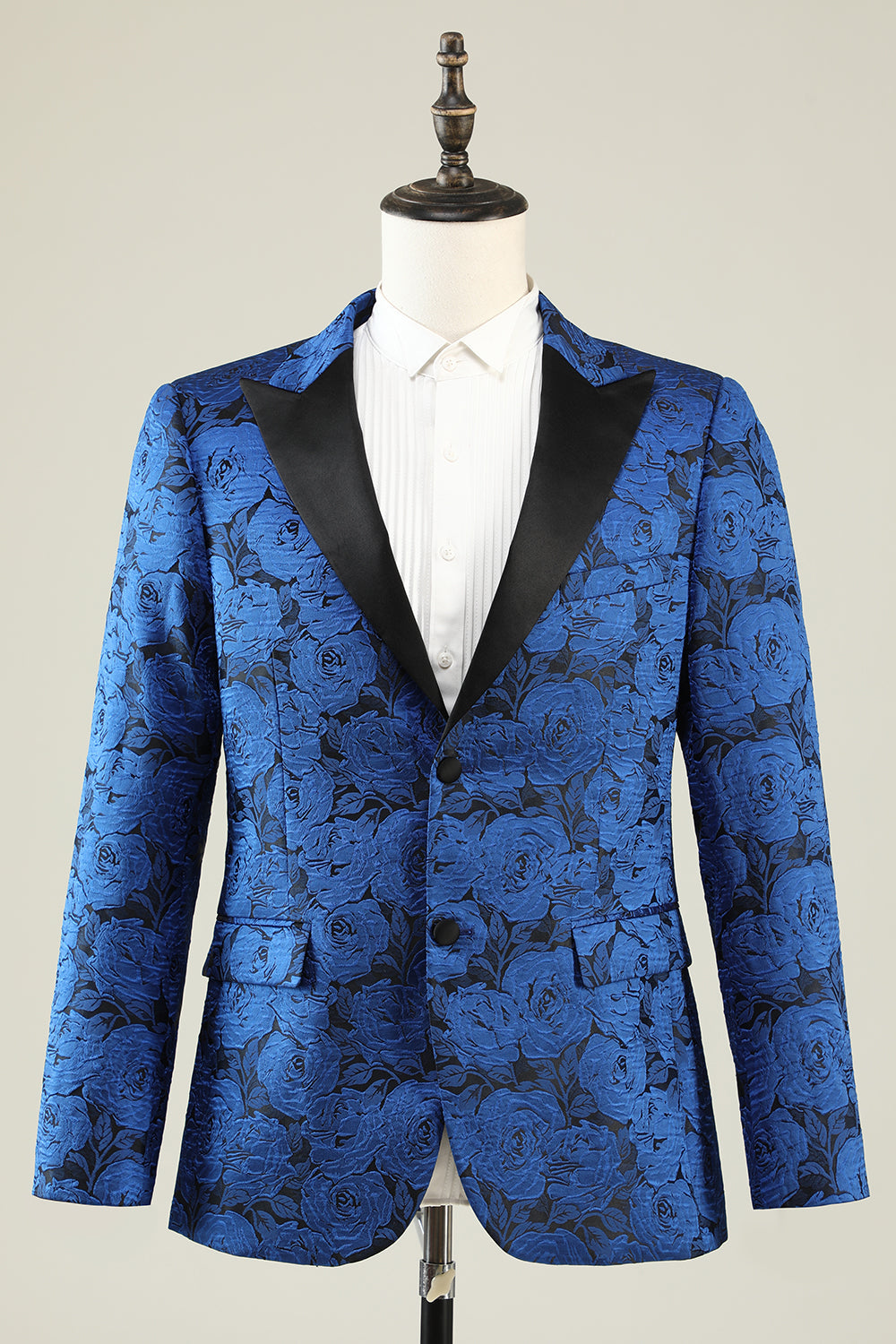 Peak Lapel Jacquard Royal Blue Blazer de soirée des finissants pour hommes