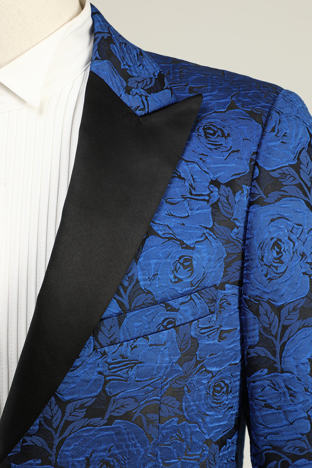 Peak Lapel Jacquard Royal Blue Blazer de soirée des finissants pour hommes