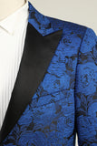 Peak Lapel Jacquard Royal Blue Blazer de soirée des finissants pour hommes