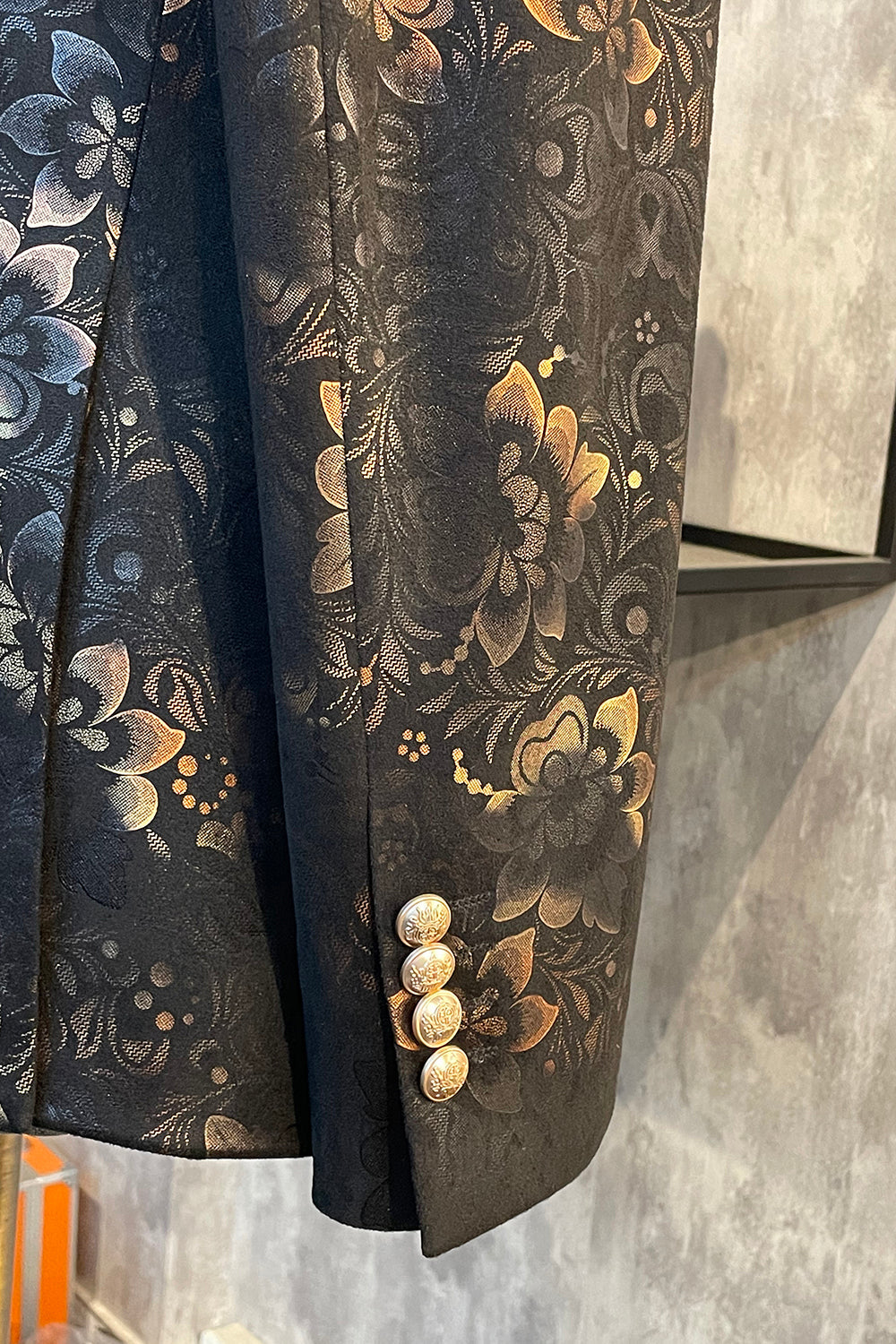 Châle brun foncé Revers Jacquard Blazer de bal pour hommes