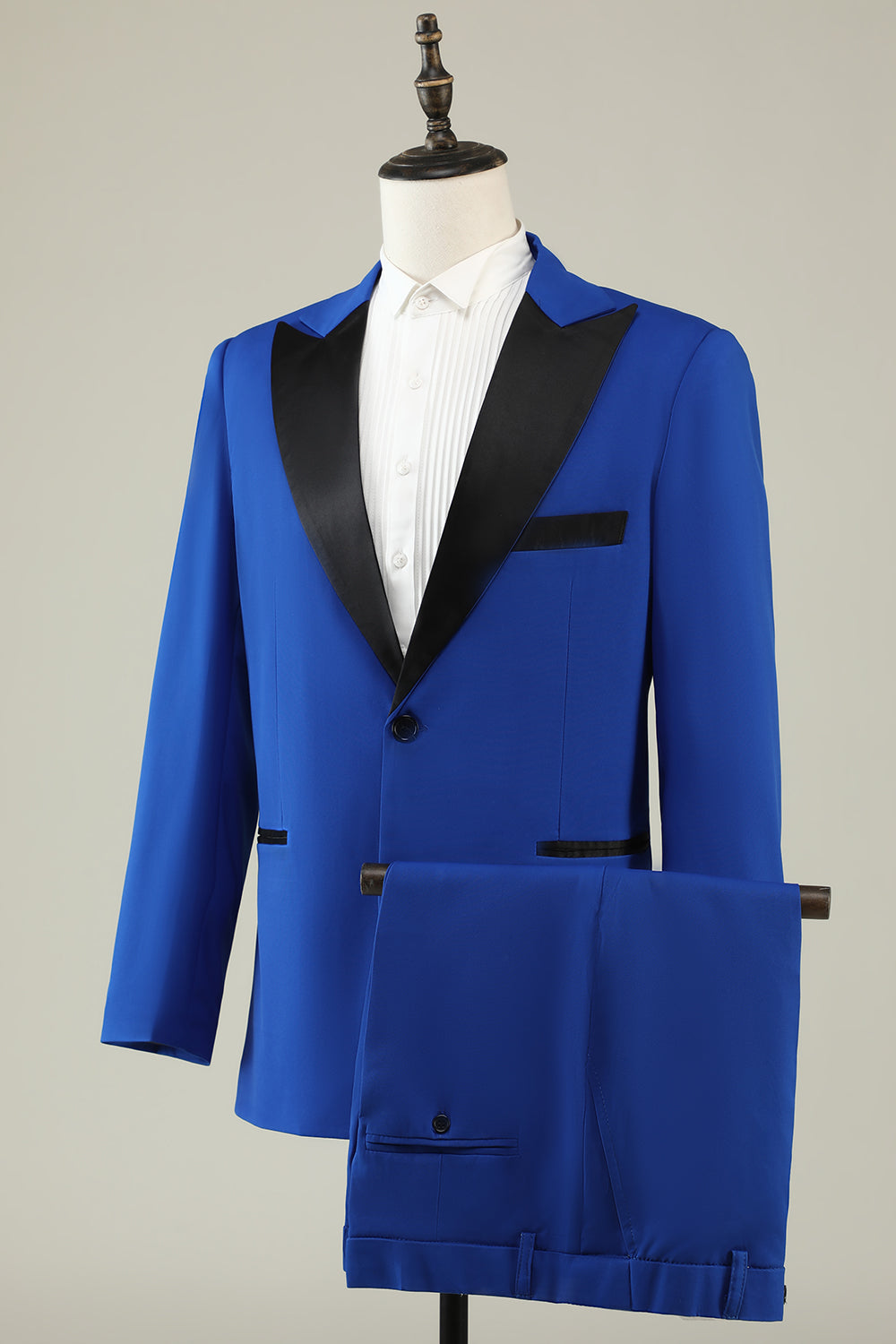 Slim Fit Peak Revers One Button Blue Costumes de bal pour hommes