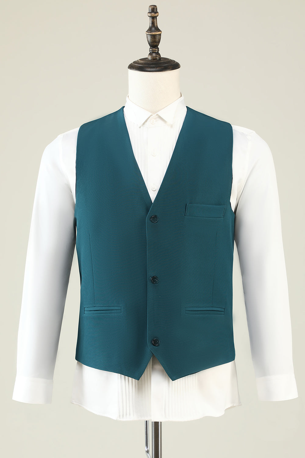 Revers cranté vert foncé 3 pièces costumes de bal pour hommes