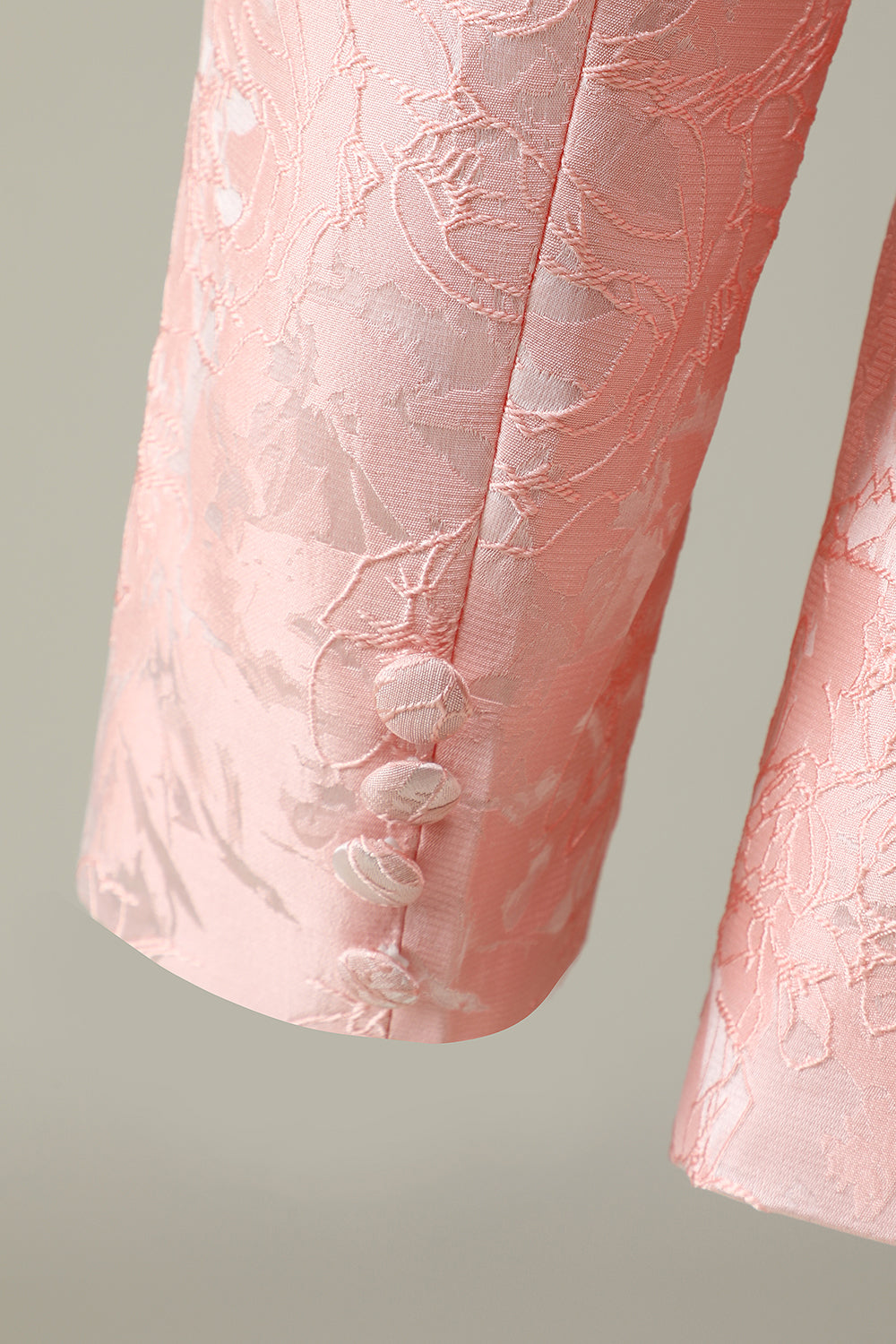 Rose clair Jacquard 2 pièces Châle Revers Un bouton Costumes de soirée