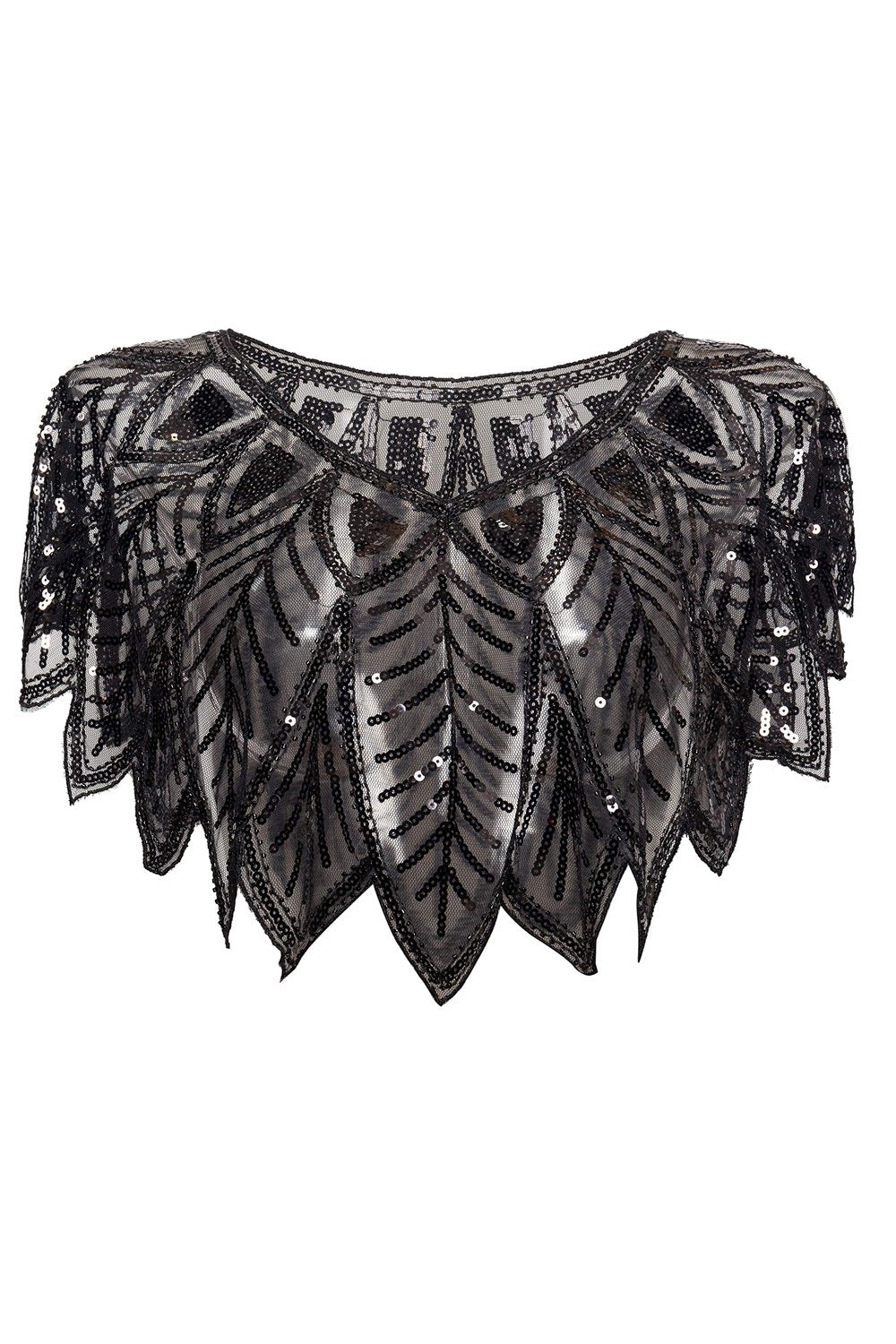 Zapaka Cape à Paillettes Noires Style Rétro des Années 1920