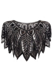 Zapaka Cape à Paillettes Noires Style Rétro des Années 1920