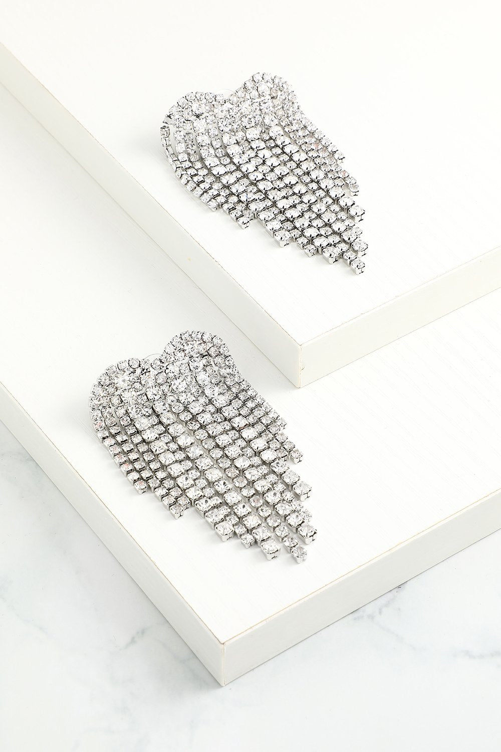 Boucles d'oreilles en Cristal Argenté Brillant