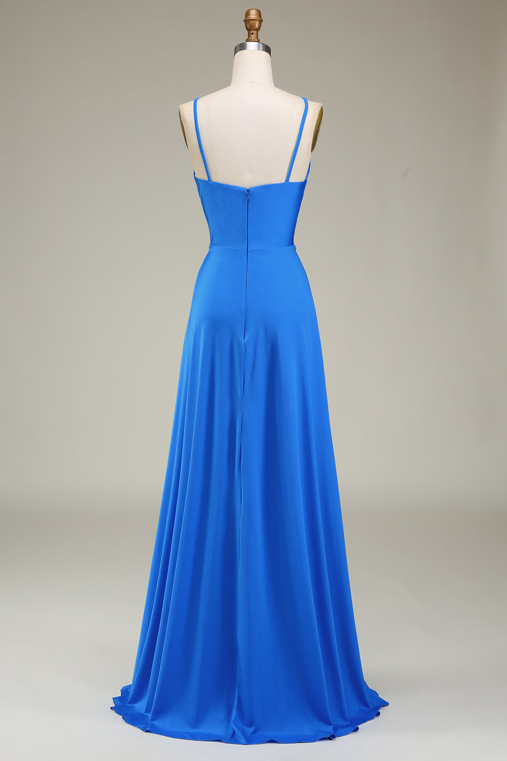 Rose vif Spaghetti Bretelles A-ligne Robe de Soirée avec plissé