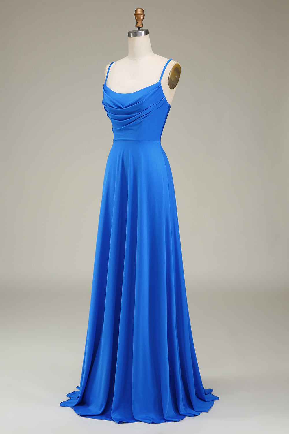 Rose vif Spaghetti Bretelles A-ligne Robe de Soirée avec plissé