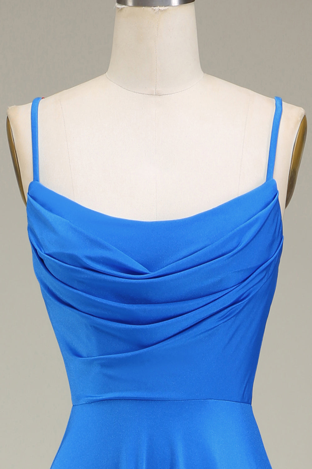 Rose vif Spaghetti Bretelles A-ligne Robe de Soirée avec plissé