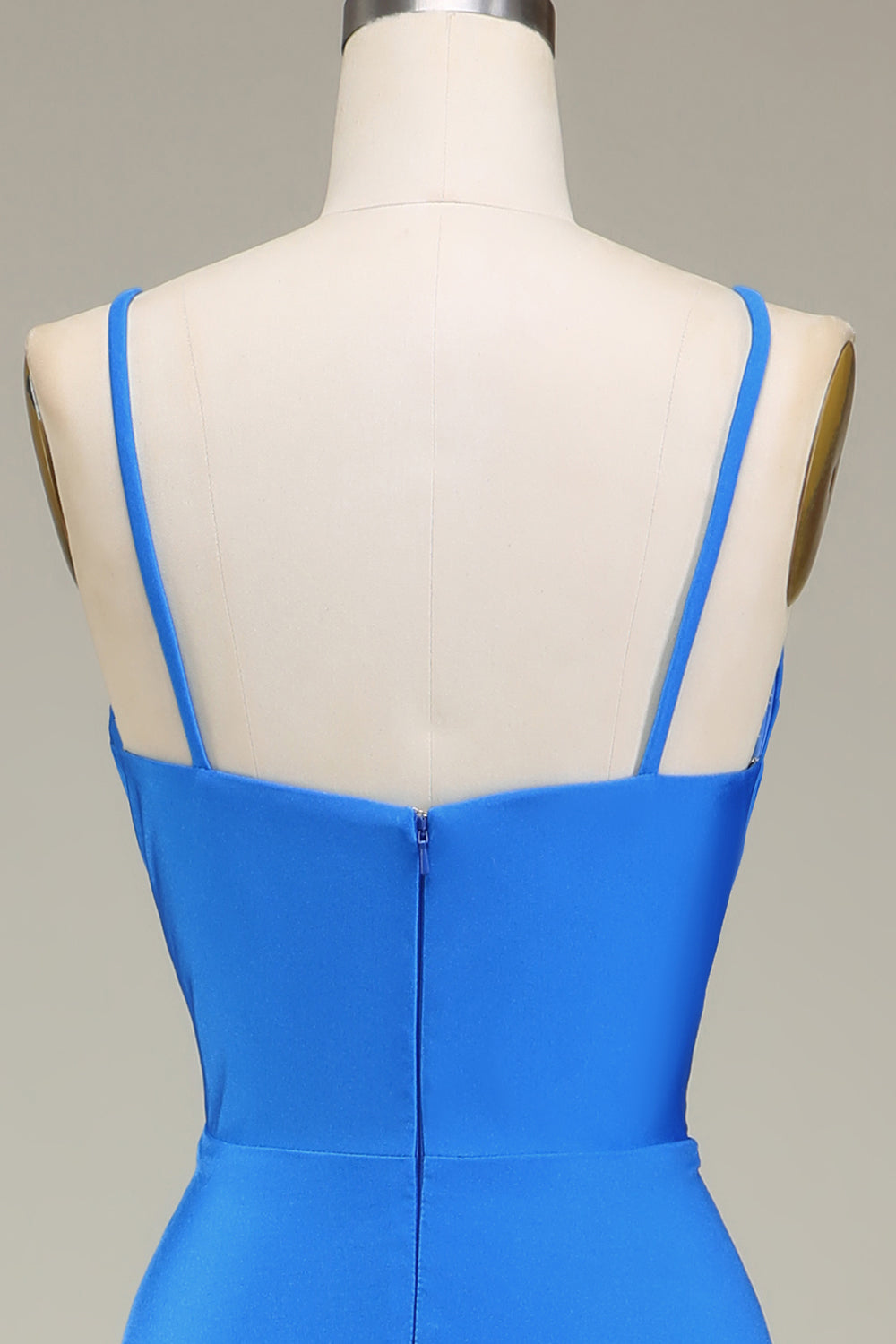 Rose vif Spaghetti Bretelles A-ligne Robe de Soirée avec plissé