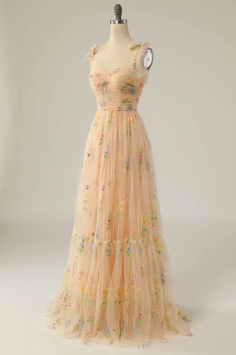 Broderie Champagne Robe Longue Prom
