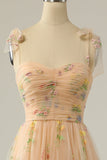 Broderie Champagne Robe Longue Prom