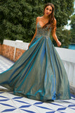 Robe de bal longue à bretelles grise
