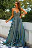 Robe de bal longue à bretelles grise