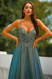 Robe de bal longue à bretelles grise