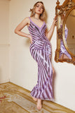 Fourreau Spaghetti Straps Purple Sequins Plus Taille Robe de bal avec Split Front