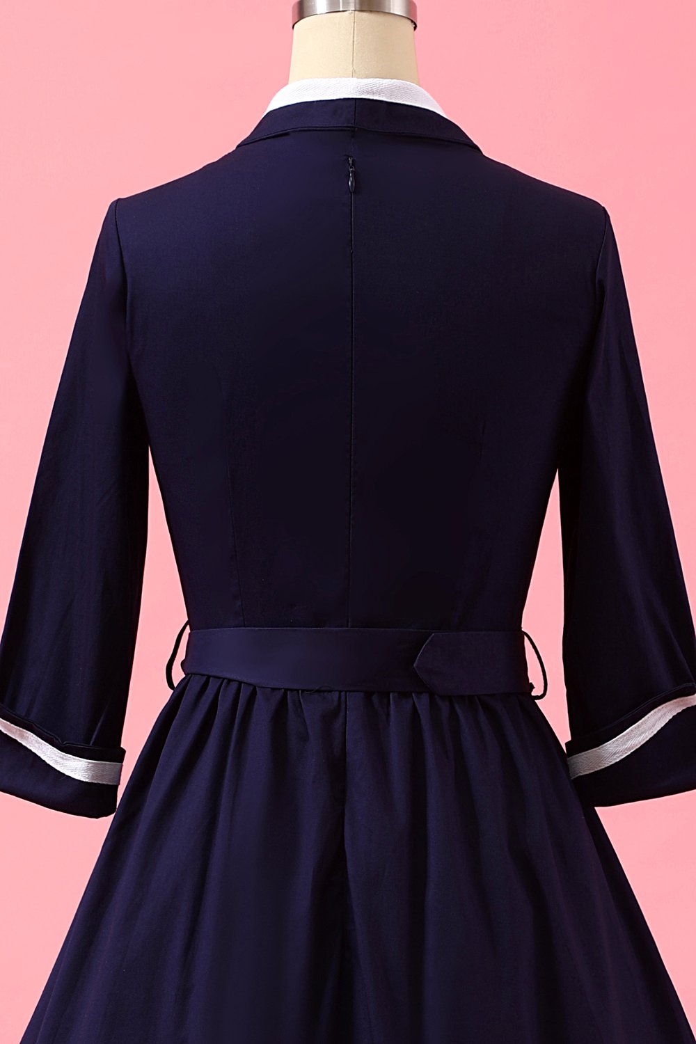 Robe Portefeuille Patchwork Bleu Marine à Col en V