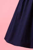Robe Portefeuille Patchwork Bleu Marine à Col en V