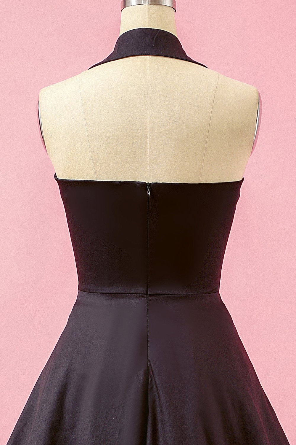 Robe de Soirée Patchwork Noire à Col en V