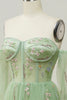 Charger l&#39;image dans la galerie, Vert sur l’épaule Manches longues A-Line Robe de Soirée
