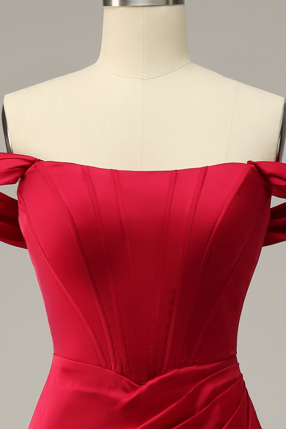 Sirène de l’épaule Burgundy Plus Taille Robe de bal avec front fendu