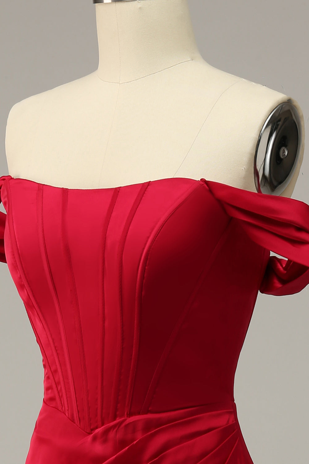 Sirène de l’épaule Burgundy Plus Taille Robe de bal avec front fendu