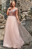 Une ligne de la robe de bal Shoulder Blush Plus