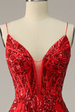 Une ligne Spaghetti Straps Burgundy Plus Size Prom Dress avec Criss Cross Back