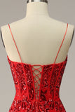 Une ligne Spaghetti Straps Burgundy Plus Size Prom Dress avec Criss Cross Back