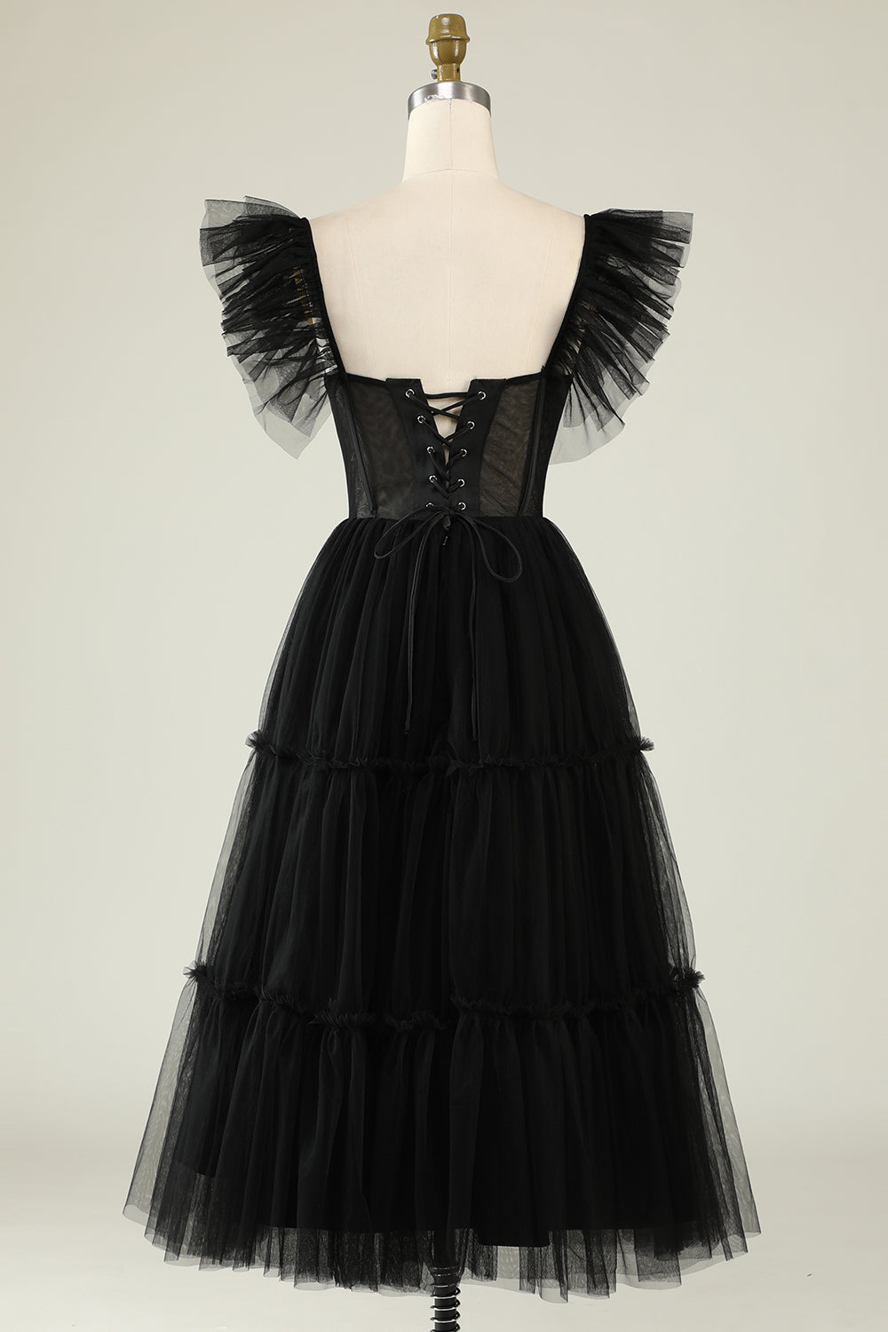 A-Line Tulle Sweetheart Robe de Cocktail Noire