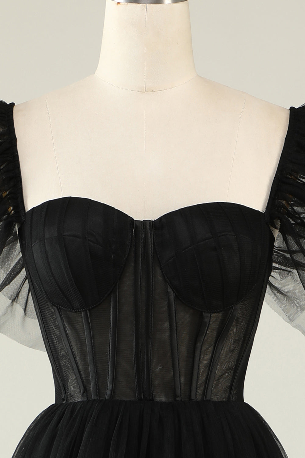 A-Line Tulle Sweetheart Robe de Cocktail Noire