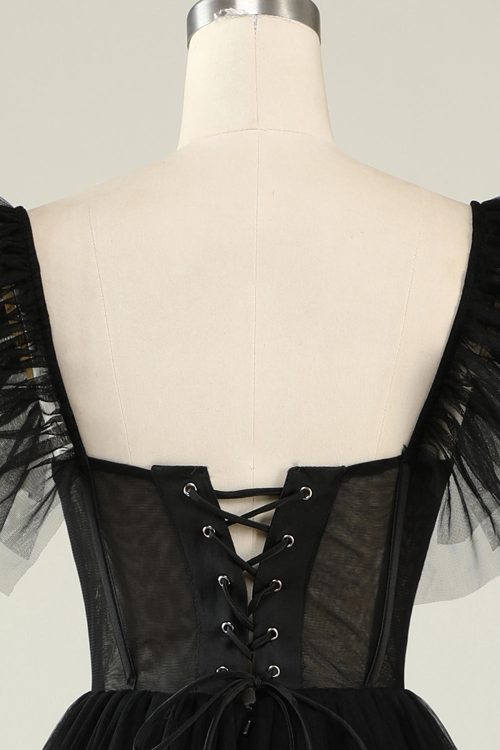 A-Line Tulle Sweetheart Robe de Cocktail Noire