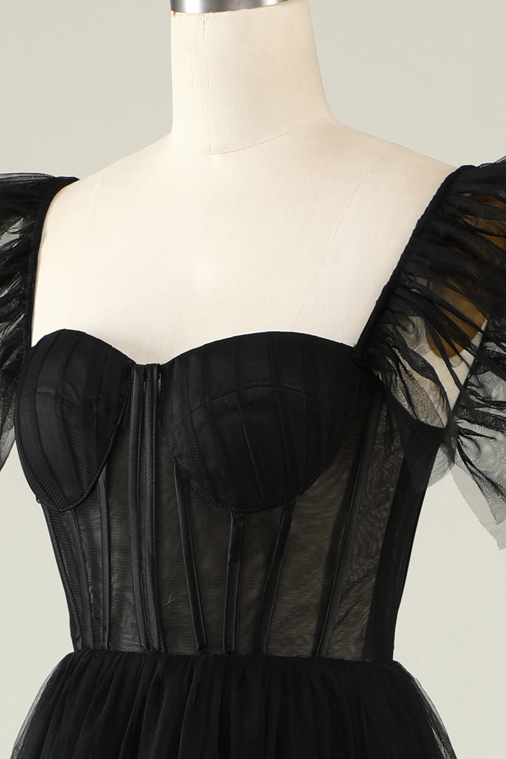 A-Line Tulle Sweetheart Robe de Cocktail Noire