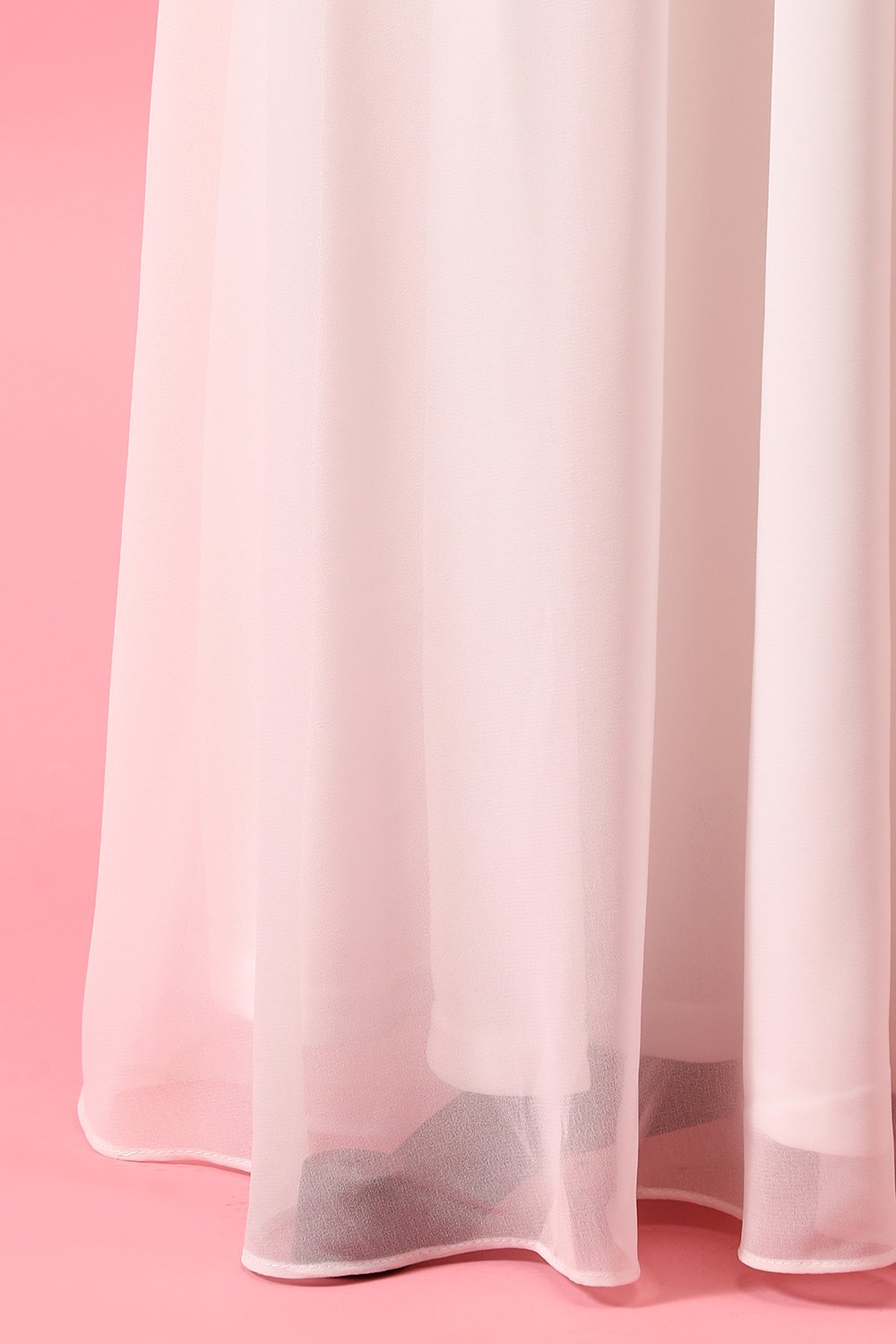 Robe de Demoiselle d'Honneur Longue en Mousseline de Soie Blanche