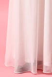 Robe de Demoiselle d'Honneur Longue en Mousseline de Soie Blanche