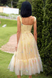 Robe de soirée longue champagne avec broderie